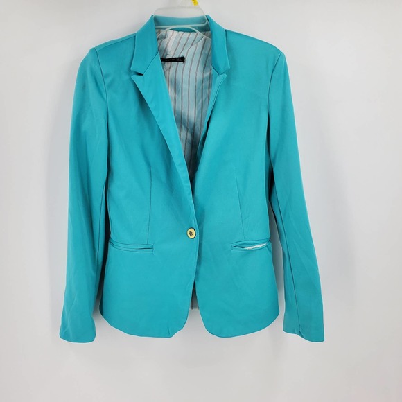 Zara Jackets & Coats Zara Woman M Single Button Fitted Blue Blazer Poshmark